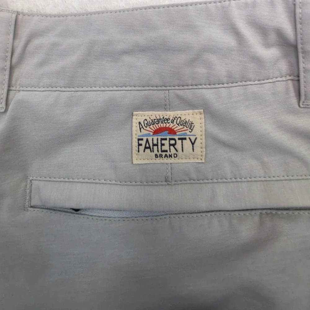 Faherty All Day Shorts Mens 34 Light Gray Recycled Stretch Hybrid Casual